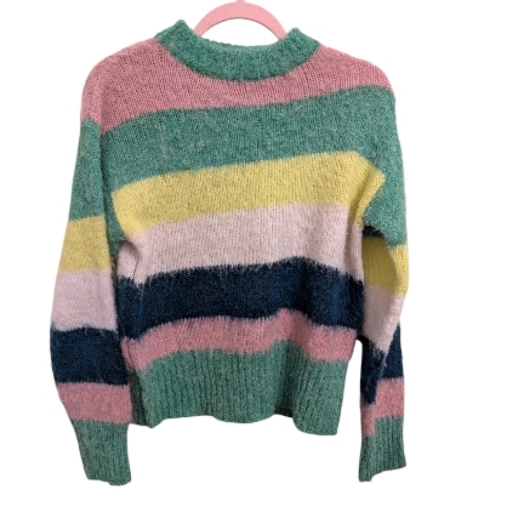 A New Day Crewneck Striped Brushed Pullover Oversized Size XS - Picture 2 of 6